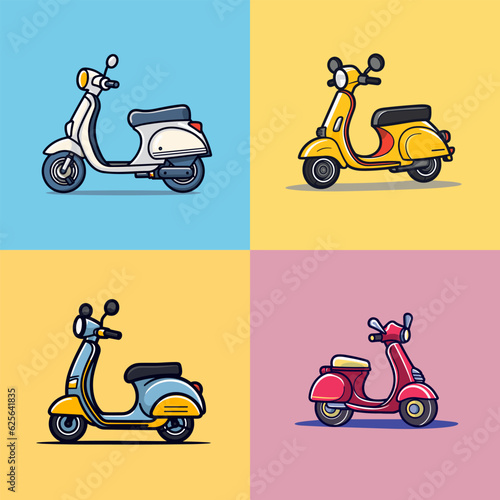 Scooter cartoon icon logo illustration motorcycle vehicle icon mascot cartoon kawaii drawing art