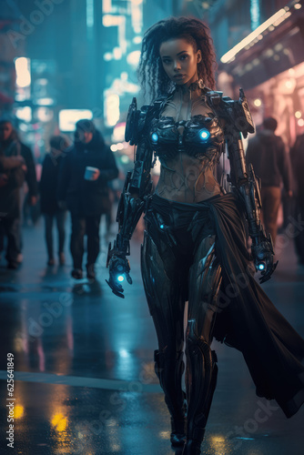 Sci-Fi Fantasy Girl at night in the city