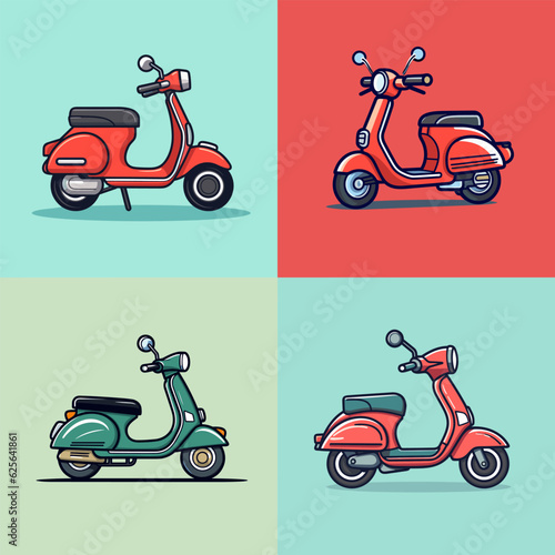 Scooter cartoon icon logo illustration motorcycle vehicle icon mascot cartoon kawaii drawing art