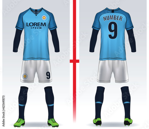 t-shirt sport design template, Soccer jersey mockup for football club. uniform front and back view.