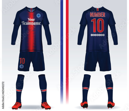 t-shirt sport design template, Soccer jersey mockup for football club. uniform front and back view.