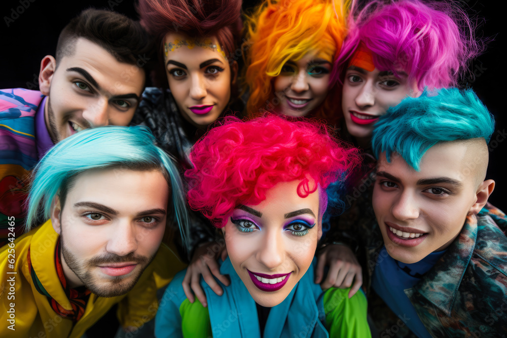 Closeup of gay, lesbian, genderless diverse people representing the diversity of the lgbtq community. Generative AI Closeup of gay, lesbian, genderless diverse people representing the diversity of the lgbtq community. Generative AI