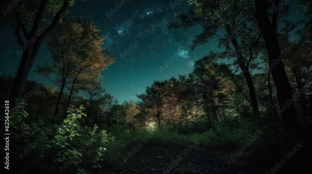 Fototapeta premium night sky in forest.