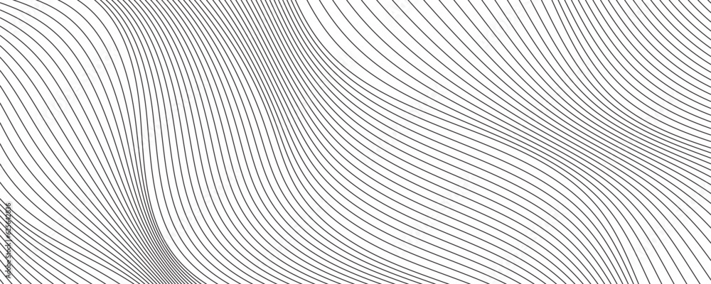 black and white wavy stripes background. Vector illustration