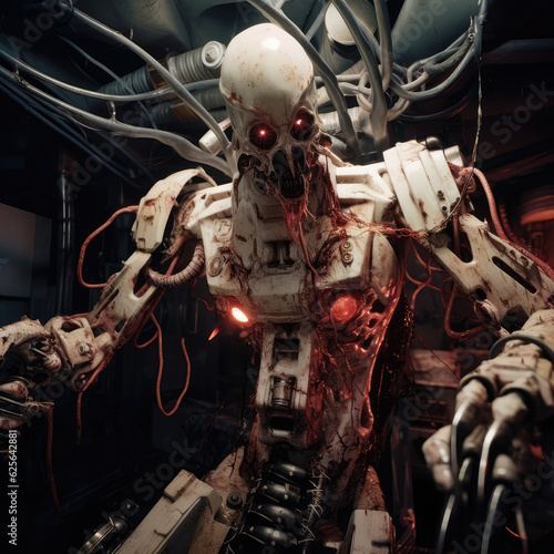 Horror Blood Robot, AI running rampant photo