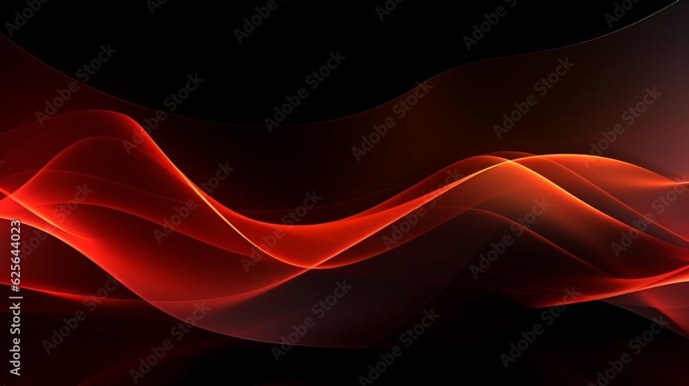 Fototapeta premium Red color lights wave, neon lights on black background. Generative ai