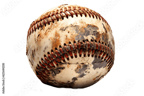 Dirty Destroyed Baseball Isolated on Transparent Background. AI