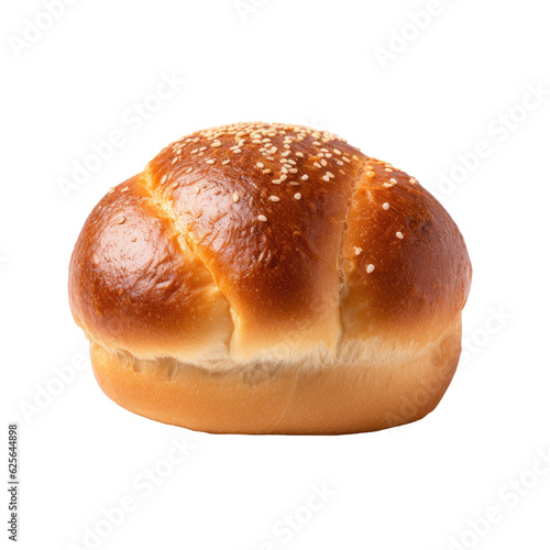 brioche roll isolated on a transparent background, generative ai