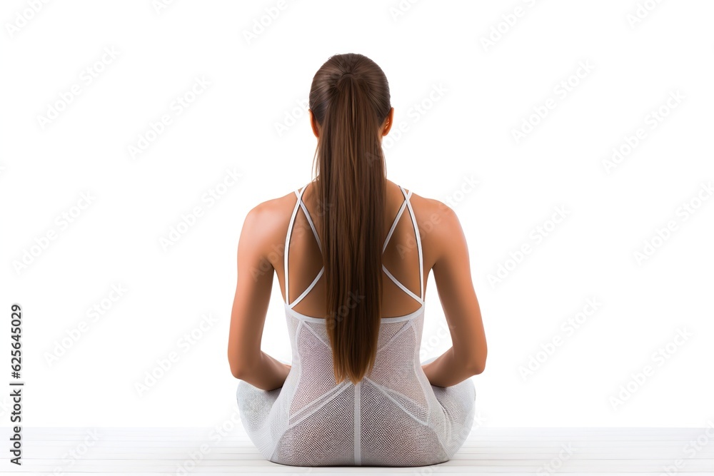 Obraz premium photo of a woman meditating fitness isolated on white background png
