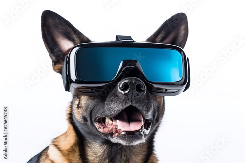 dog puppy with vr glasses isolated on white background png © Pedro