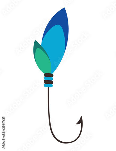 Fishing bait icon. Lure with hook isolated on white background. Abstract contemporary fishery lures and wobblers. Fisher accessory. Vector fisherman equipment