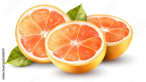 Orange grapefruit on white. Generative Ai
