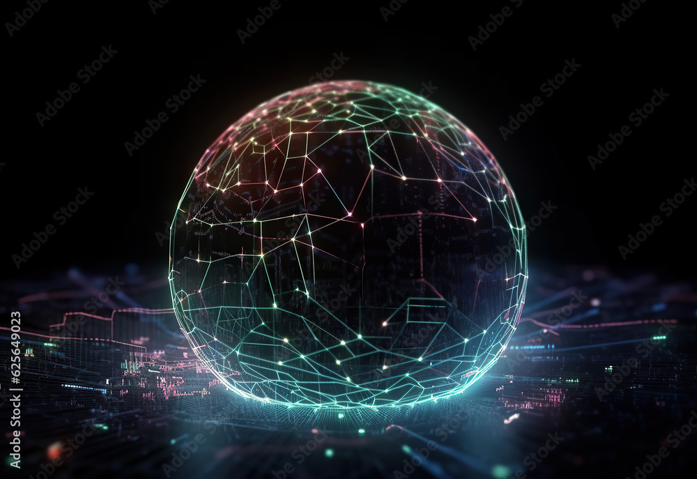 Obraz premium ai generated illustration Holographic IT abstract Server data connected