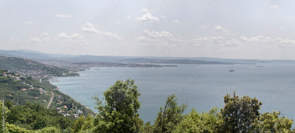 aerial cityscape of Trieste and its gulf, Friuli, Italy