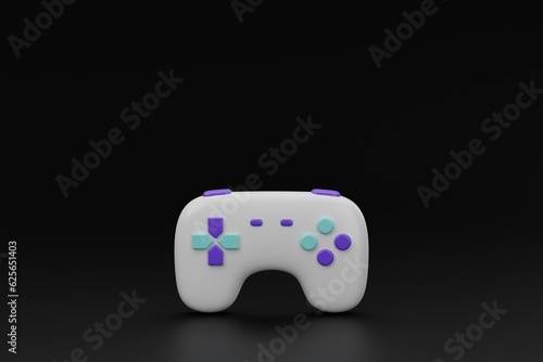 3d render white wireless game controller joy pad model on black background