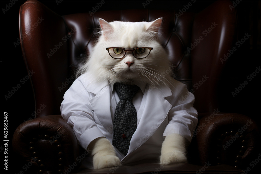 cute cat wearing glasses and clothes