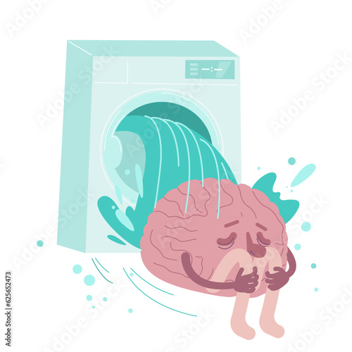 Brain washing image in flat style. Editable vector illustration