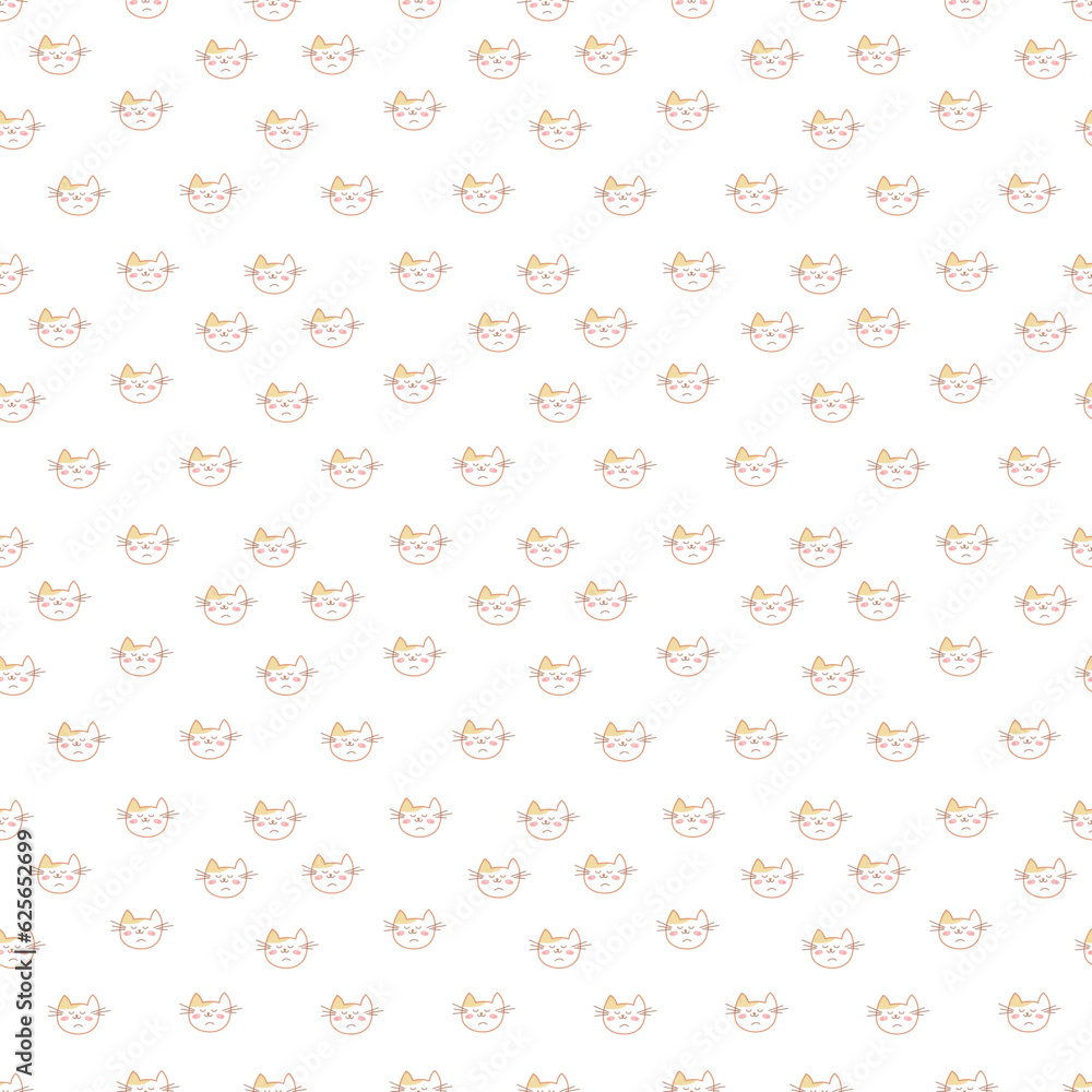 Seamless pattern with a cute cat muzzle. Doodle color vector illustration. Seamless pattern with a cute cat muzzle. Doodle color vector illustration.