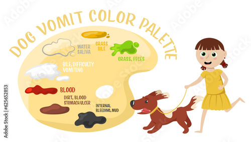 Dog vomit color guide. Editable vector illustration