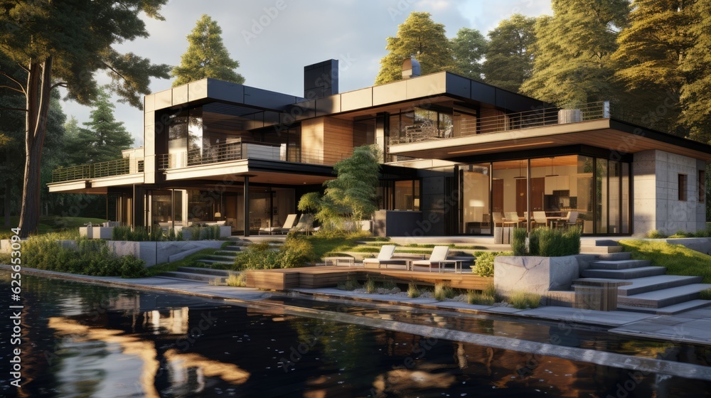 Modern house with a twist. Generative AI