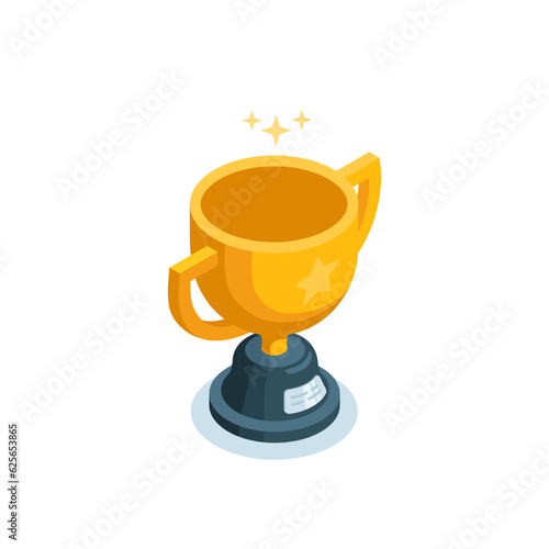 isometric cup icon in color on a white background, competition win or winner award