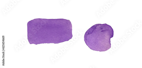 Abstract hand drawn purple brush strokes isolated on transparent background. paint elements for design, highlighting, scrapbooking. Watercolor texture with blobs