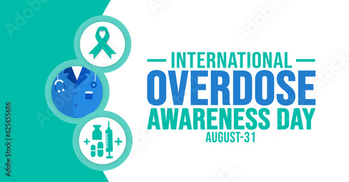 31 august is International Overdose Awareness Day background template. Holiday concept. background, banner, placard, card, and poster design template with text inscription and standard color. vector