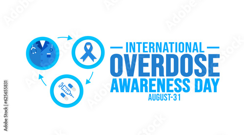 31 august is International Overdose Awareness Day background template. Holiday concept. background, banner, placard, card, and poster design template with text inscription and standard color. vector