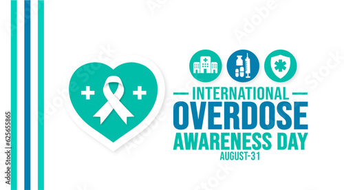 31 august is International Overdose Awareness Day background template. Holiday concept. background, banner, placard, card, and poster design template with text inscription and standard color. vector