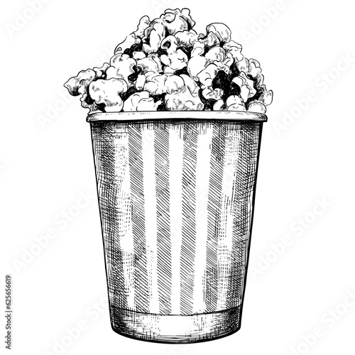 Popcorn can vintage sketch vector illustration.