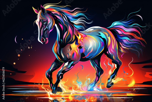 Illustration of a Horse Light Painting cartoon © Sri ani