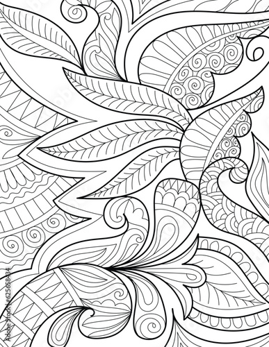 Decorative mandala mehndi design style traditional coloring page illustration for adults & children	