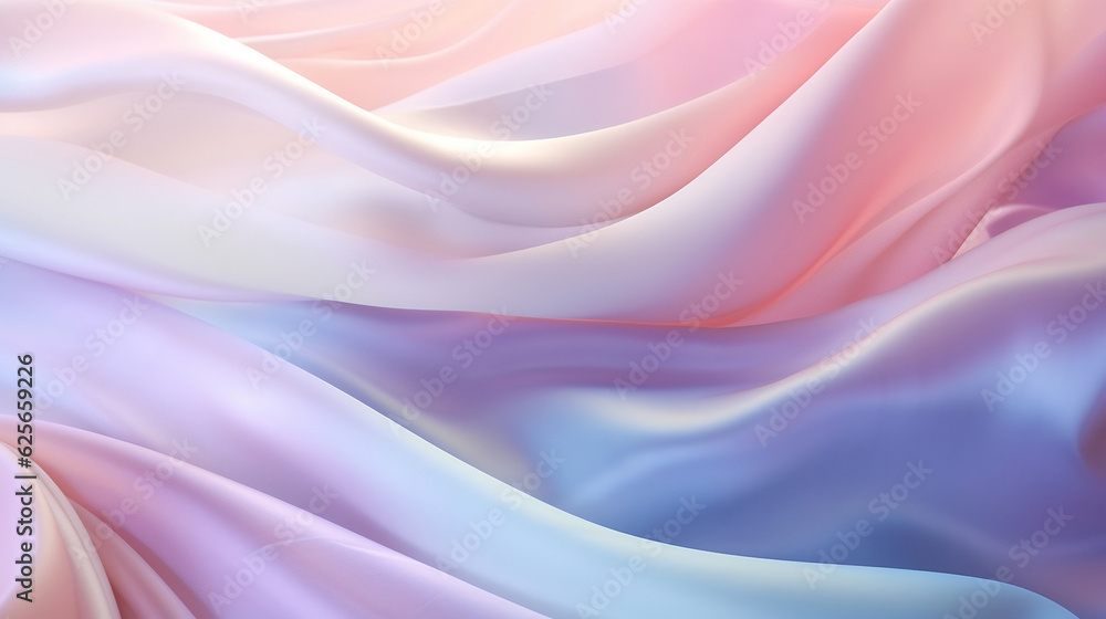 Abstract pastel blowing silk fabric. Gusting delicate scarves. Iridescent curtains billowing in the wind. Wallpaper background, Generative Ai Abstract pastel blowing silk fabric. Gusting delicate scarves. Iridescent curtains billowing in the wind. Wallpaper background, Generative Ai