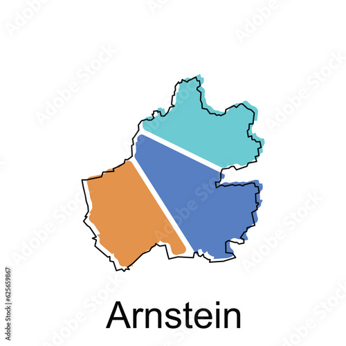 Map of Arnstein design illustration, vector symbol, sign, outline, World Map International vector template on white background photo