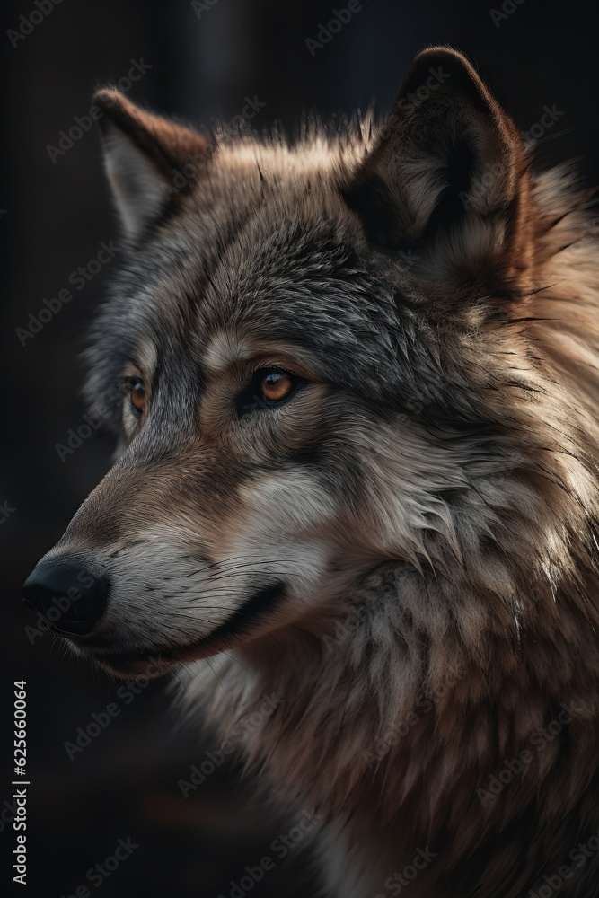Arctic Stare - Ultra-realistic Gray Wolf Portrait AI Generated