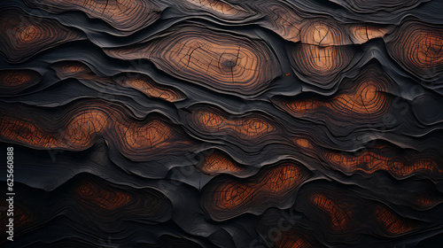 Embossed wood wallpaper with burnt spots, Generative AI