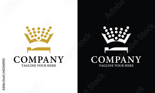 Bed icon template gold color editable. Double bed symbol vector sign isolated on white and black background.