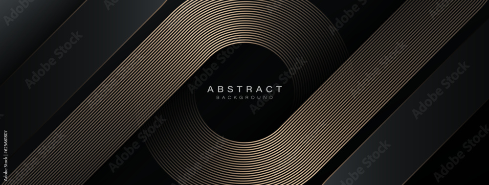 custom made wallpaper toronto digitalAbstract elegant black background with shiny gold geometric lines. Modern golden diagonal rounded lines pattern. Luxury style. Horizontal banner template. Suit for cover, poster, presentation, banner