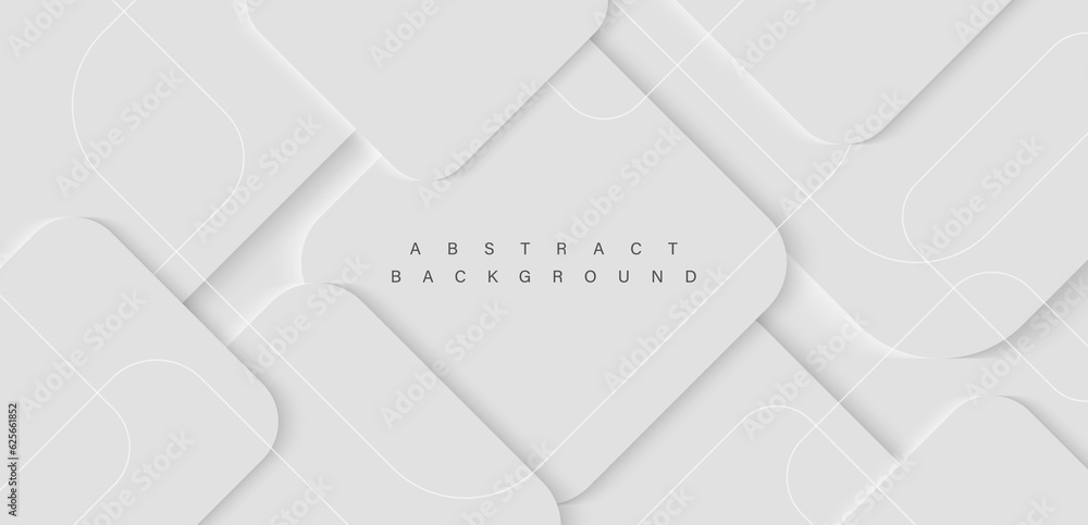 White abstract background with square shape and light shadow. Elegant overlay geometric shape design. Suit for poster, banner, brochure, presentation, website, flyer. Vector illustration
