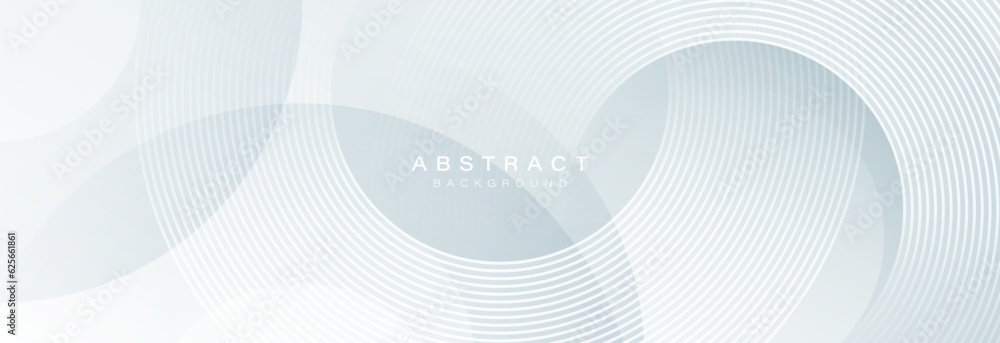 White abstract background with geometric shapes. Modern circle lines pattern. Minimal geometric design. Futuristic concept. Suit for cover, poster, banner, brochure, header, presentation, web, flyer