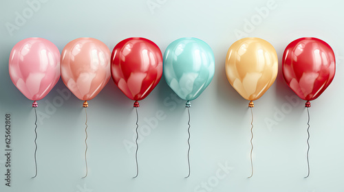 Colorful balloons on a white background. 3d render illustration. Generative AI.