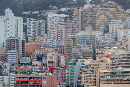 Residential buildings in Monaco on a hill side.