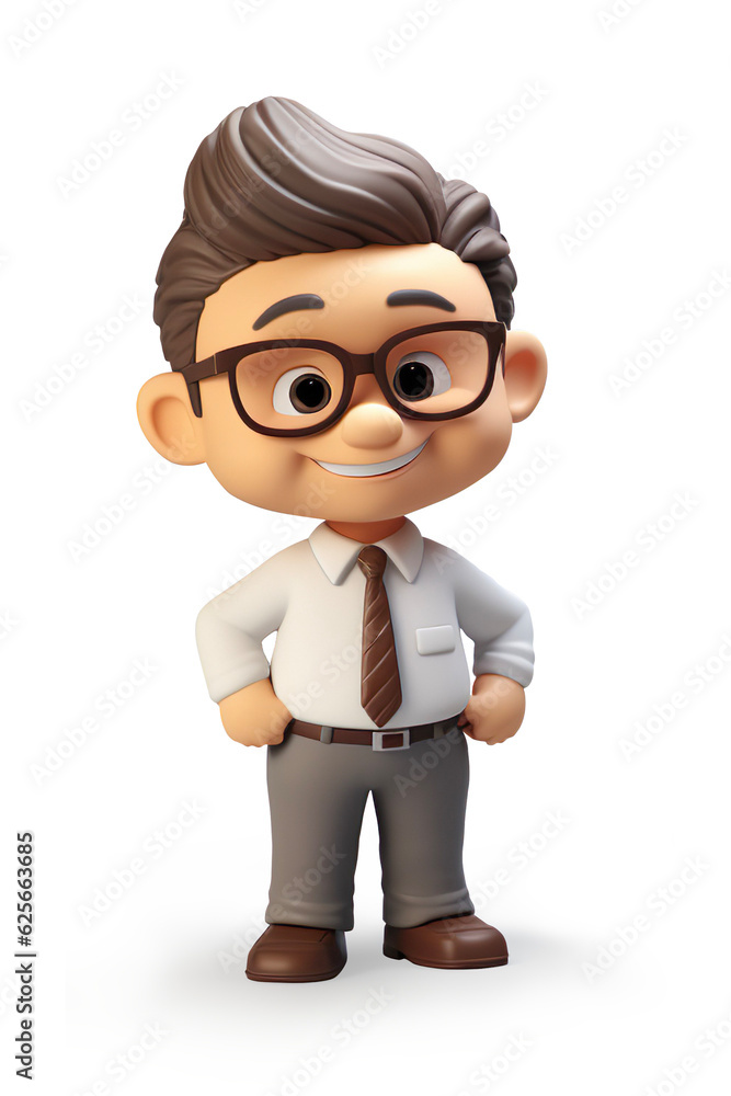 3D Illustration of a business man on. Transparent background