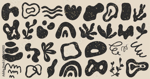 Set of different abstract shapes and patterns. Hand drawn doodles. Modern fashion illustration. Flat design, cartoon drawing, vector.