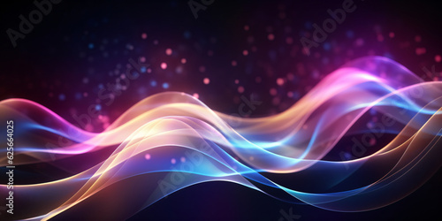 Smooth elegant neon wave with glowing effects on dark background created with AI 
