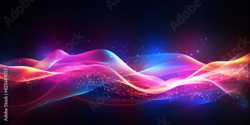 Smooth elegant neon wave with glowing effects on dark background created with AI 