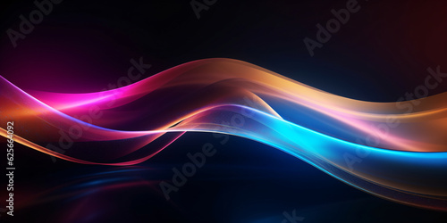 Smooth elegant neon wave with glowing effects on dark background created with AI 