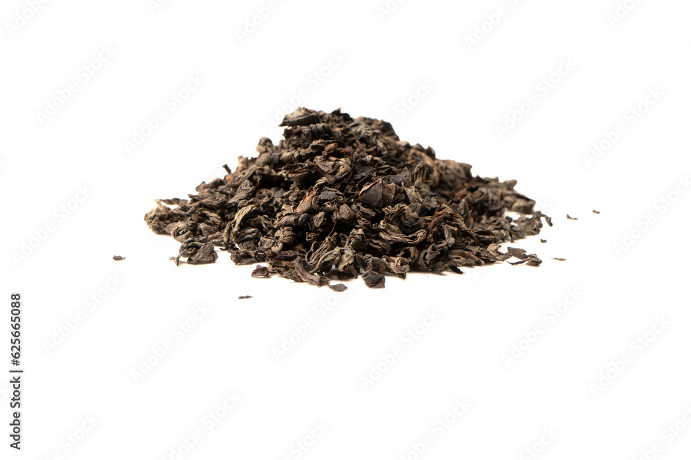 Dried tea leaves isolated on a white background. Dried tea leaves isolated on a white background.