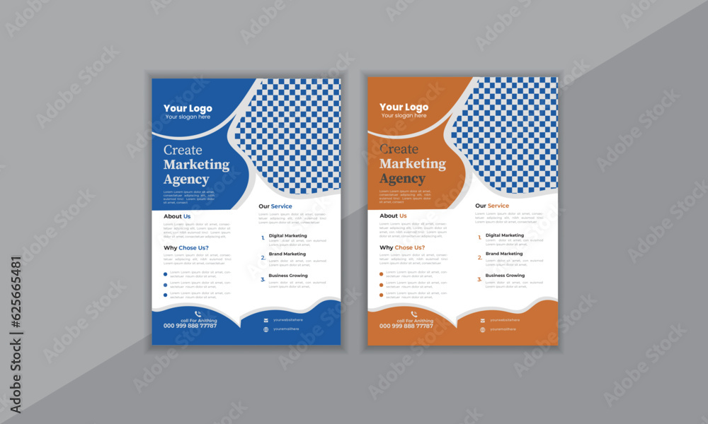 Business Flyer Corporate Flyer Template vector illustration template in A4 size modern orange Graphic design layout with round graphic elements 8.27x11.69, a4 size, business flyer, clean, company.