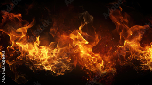 Fire flames on black background © Miquel